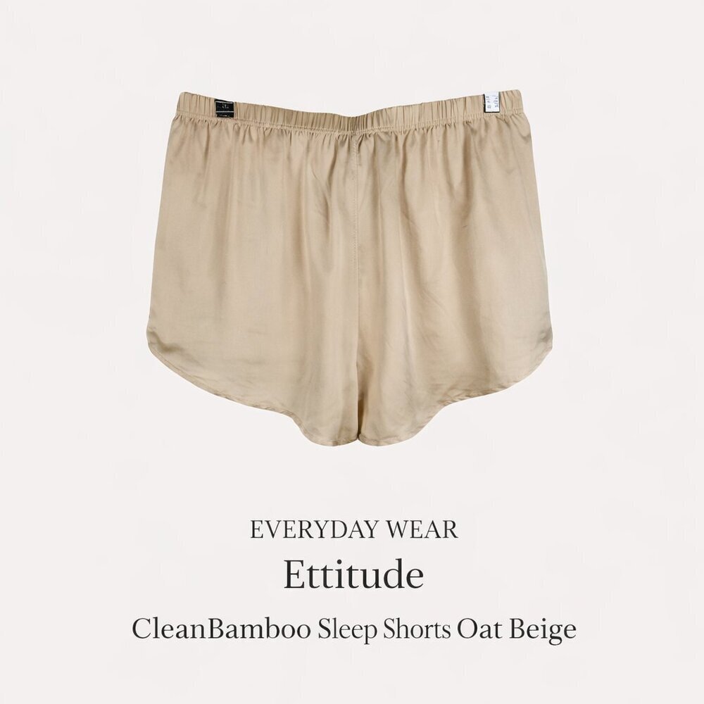 Ettitude CleanBamboo Sateen Sleep Shorts Oat Beige NWT Size S